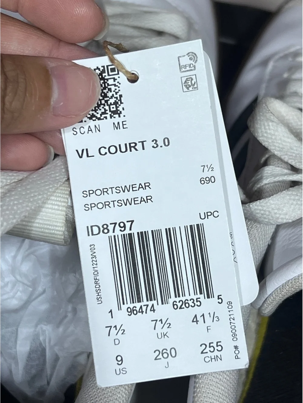 size 9 Adidas White and Black Classic Sneakers with Gum Sole